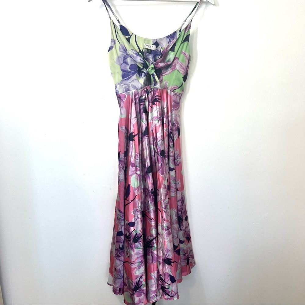 Midi Dress with pleated skirt size S,wedding guest, resortwear adjustable straps - Picture 6 of 16